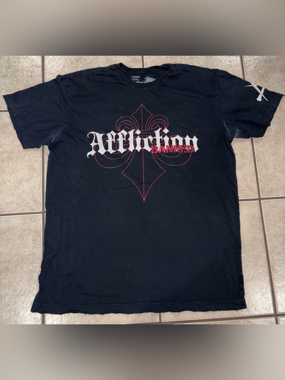 Affliction Black Graphic Tee with White & Red Logo large